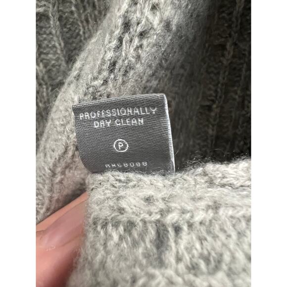 Neiman Marcus 100% Cashmere Wool Drape Front Cableknit Cardigan Sweater, Gray S - Picture 3 of 6